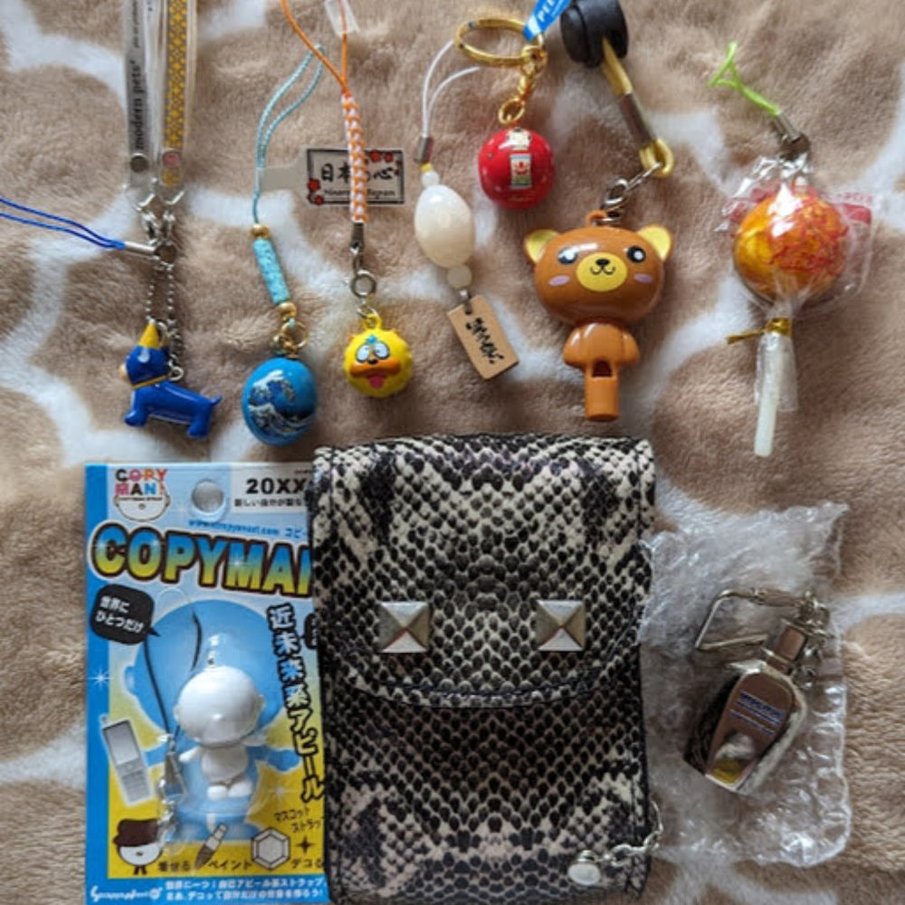 Vintage Y2K cell phone charms & case